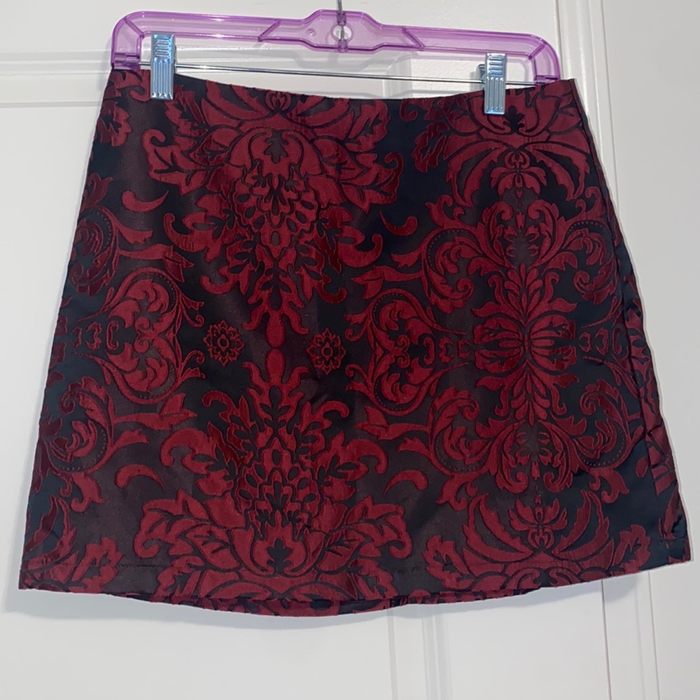 Eye catching burgundy and black mini skirt